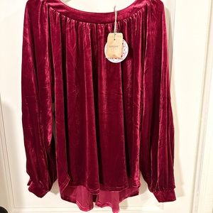 Valentines Velour Top M NWT